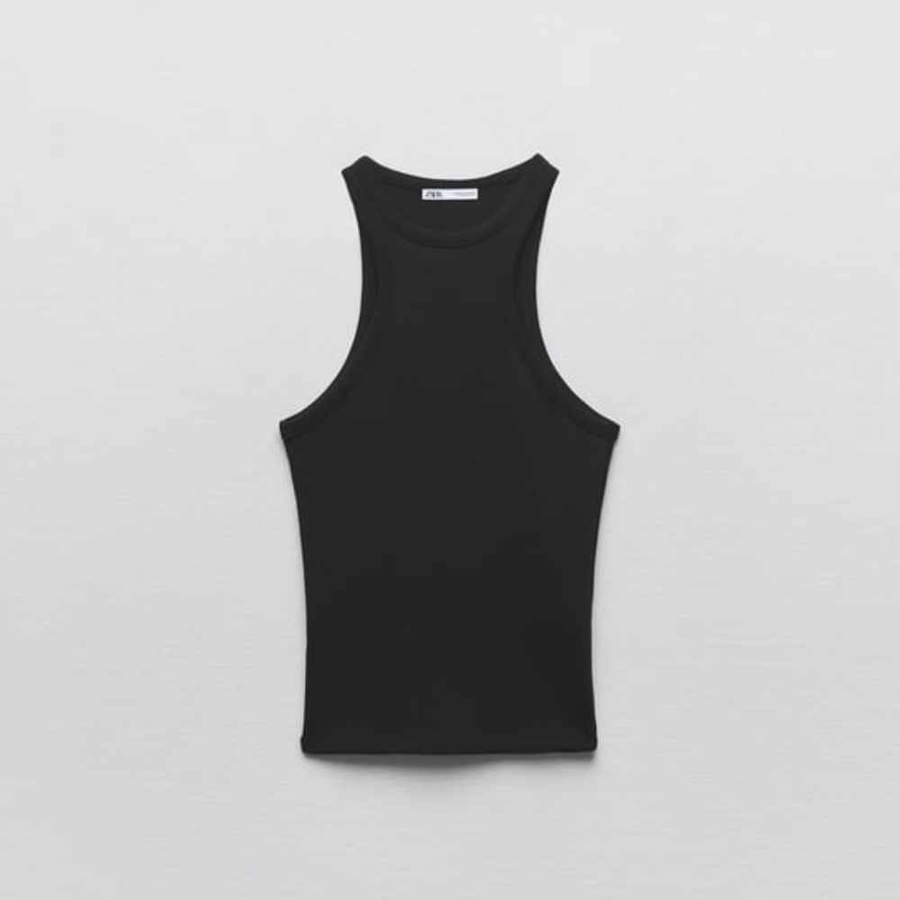 NWT - Zara Pronounced Halter Top - Black